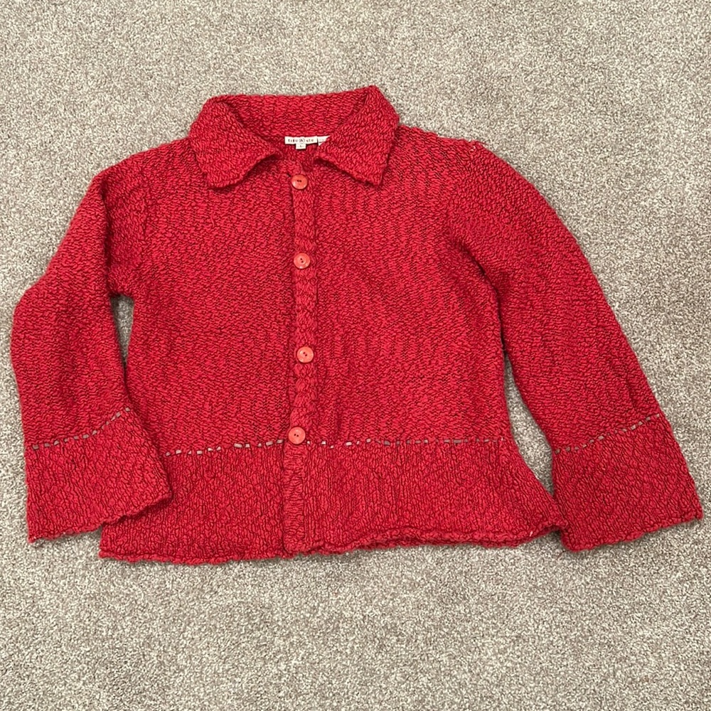 Vintage Chunky Cotton Knit Cardigan Oversized Sweater 90s Y2K